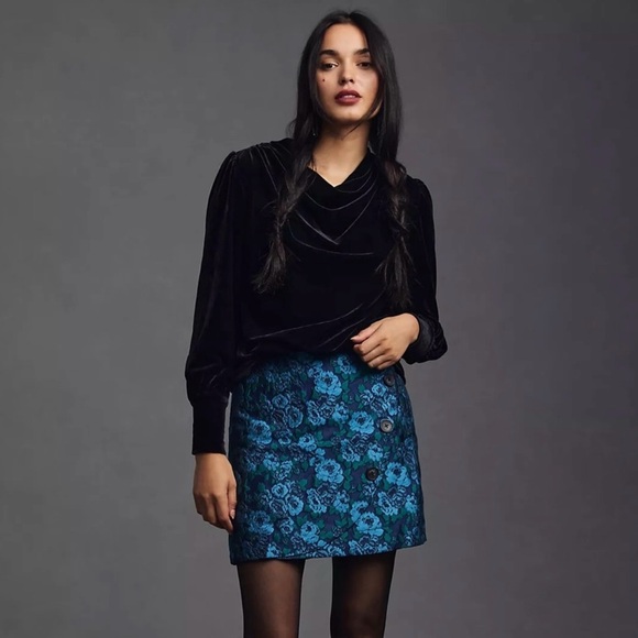 BTFL-Life Tops - Anthropologie BTFL-life Black Velvet Velour Pullover Blouse Size XS EUC